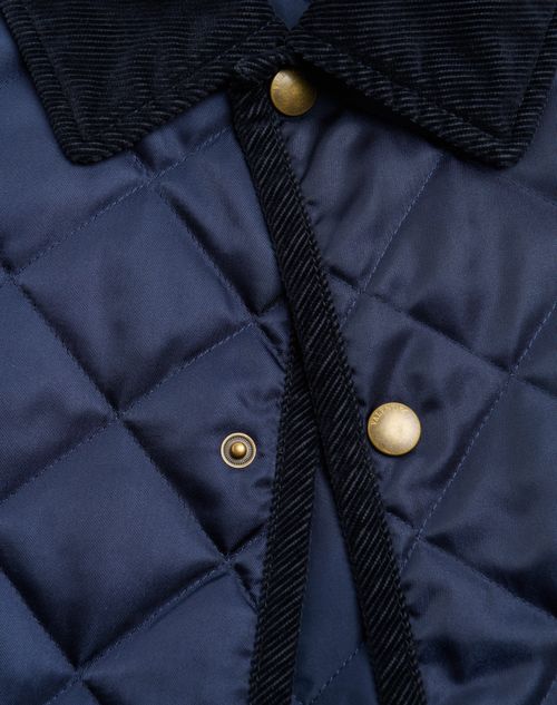 Valentino - Quilted Nylon Shirt Jacket With Vlogo Patch - Navy - Man - Outerwear