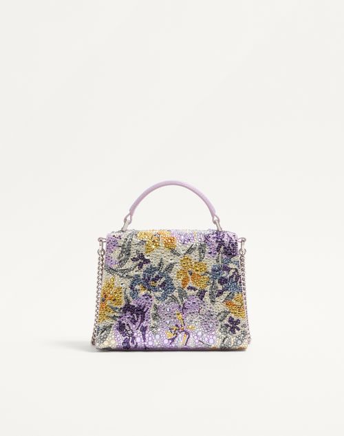 Valentino Garavani - Valentino Garavani Vsling Mini Handbag With Flowerism Rhinestone Motif And Jewel Logo - Lilac - Woman - Top Handle Bags
