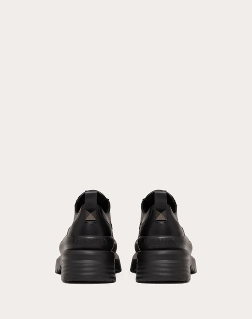 Valentino Garavani - Roman Stud Calfskin Derby - Black - Man - Loafers And Driver