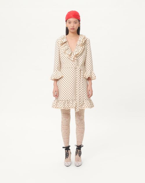 Valentino - Vestido Corto De Crepe Couture Con Estampado Plusdepois - Abedul/negro - Mujer - Vestidos