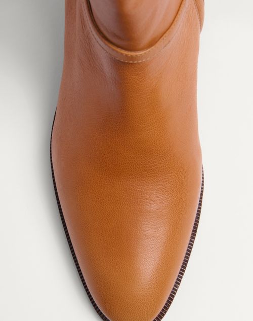 Valentino Garavani - Pat Ankle Boot In Kidskin - Roasted Pecan - Man - Boots