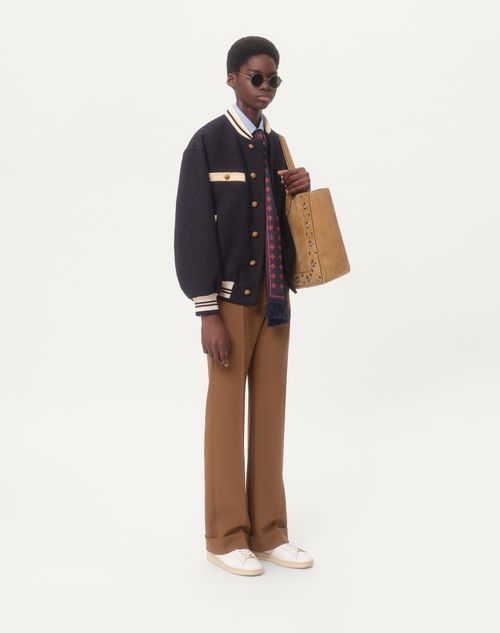 Valentino - Cotton Tweed Bomber - Navy - Man - Outerwear