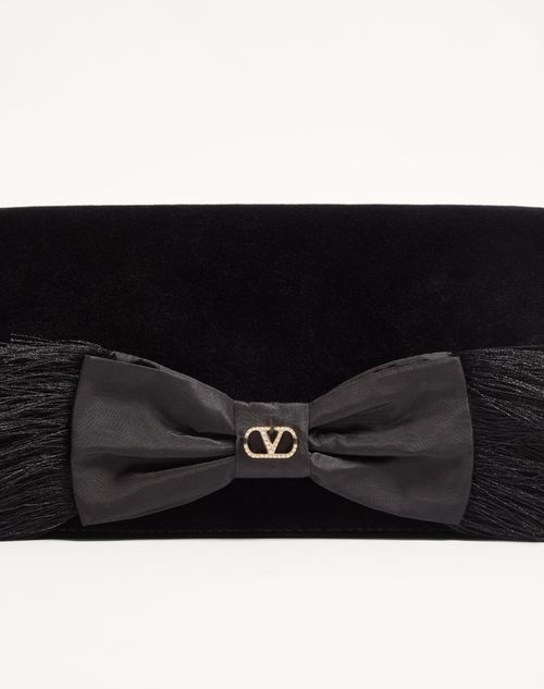 Valentino Garavani - Vlogo Signature Mini Velvet Shoulder Bag - Black - Woman - Clutches