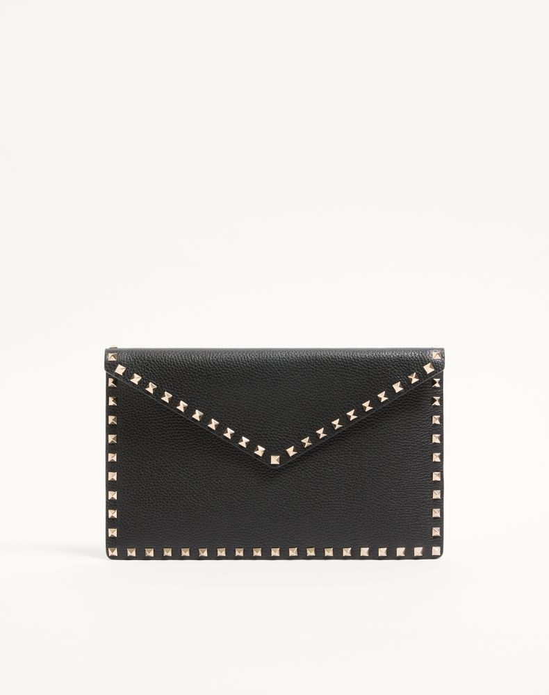 Rockstud Grainy Calfskin Envelope Pouch Wo