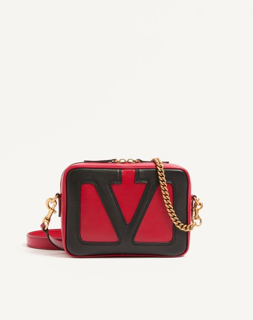 Valentino Garavani - Sac À Bandoulière Valentino Garavani Viva Superstar En Cuir Nappa - Rouge/noir - Femme - Sacs Porté Épaule