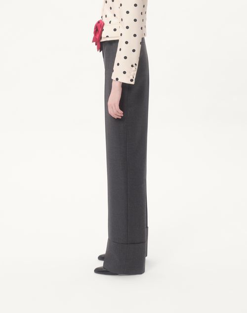 Valentino - Virgin Wool Pants - Gray Melange - Woman - Pants And Shorts