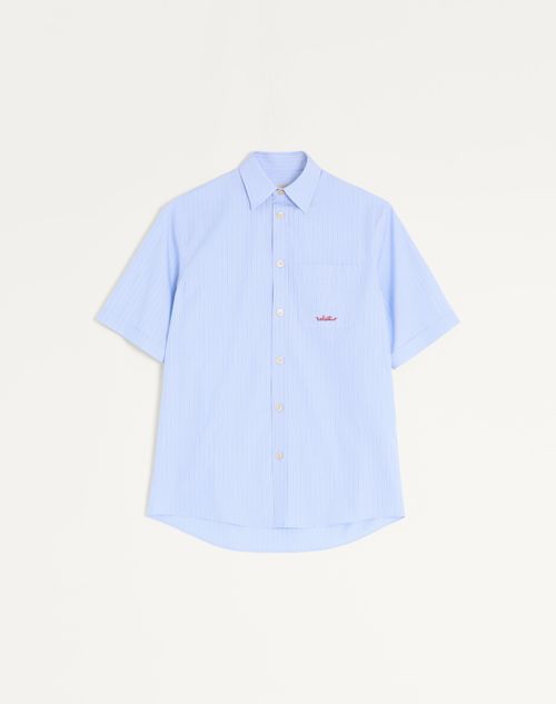 Valentino - Embroidered Cotton Shirt - Sky Blue - Man - Shirts