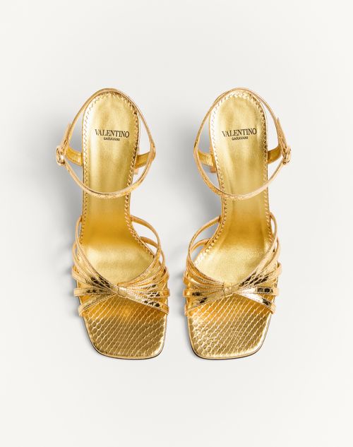 Valentino Garavani - Preshoes Sandal In Laminated Ayers With Crystals 90mm - Antique Gold/crystal - Woman - Sandals