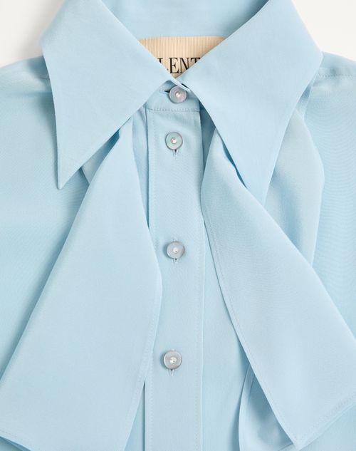 Valentino - Crepe De Chine Shirt - Sky Blue - Woman - Shirts And Tops