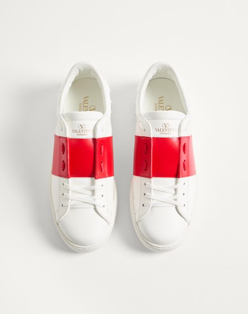 Valentino Garavani - Calfskin Open Sneaker - White/red - Man - Trainers