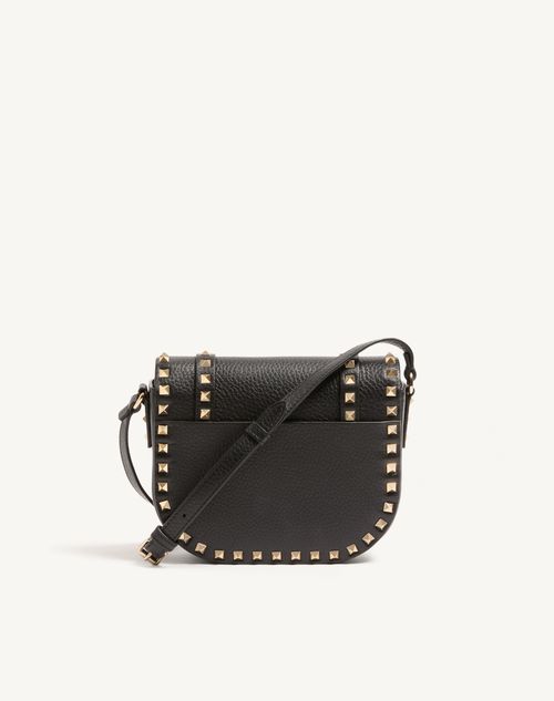 Valentino Garavani - Petit Sac Porté Épaule Valentino Garavani Rockstud En Cuir De Veau Grainé - Noir - Femme - Sacs Porté Épaule