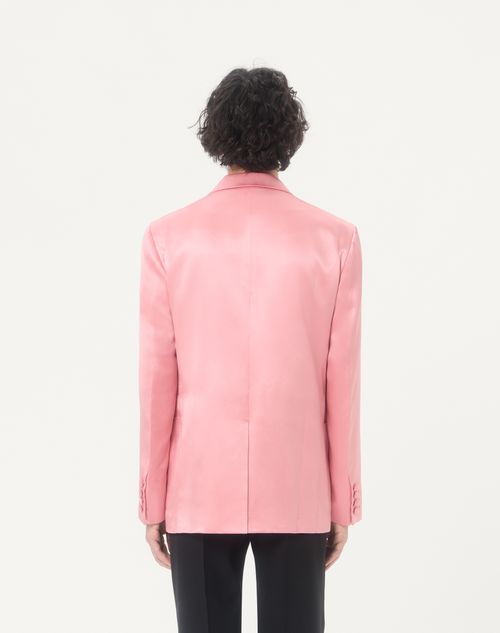 Valentino - Chaqueta Valentino De Seda Duchesse Reversible Con Frente Cruzado Y Pliegue Prensado - Rosa - Hombre - Abrigos Y Blazers