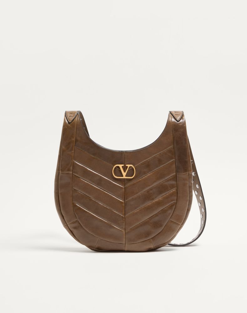 Valentino Garavani Women's Tundra Hoboho Small Hobo Bag In Chevron-Patterned Nappa Leather Woman Uni
