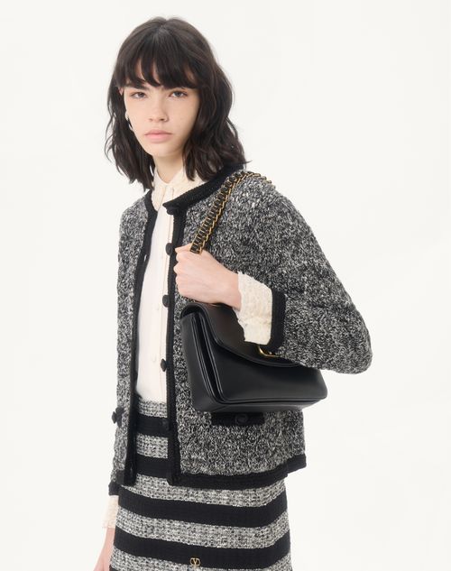 Valentino - Linen And Lurex Knitted Jacket - Black/ivory - Woman - Jackets And Blazers