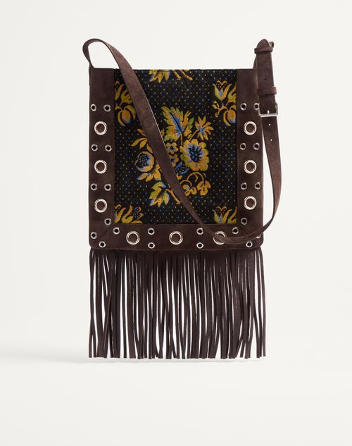 Valentino Garavani - Valentino Garavani Nellcôte Shoulder Bag In Jacquard Fabric With Fringes - Multicolor/testa Di Moro - Man - Shoulder Bags