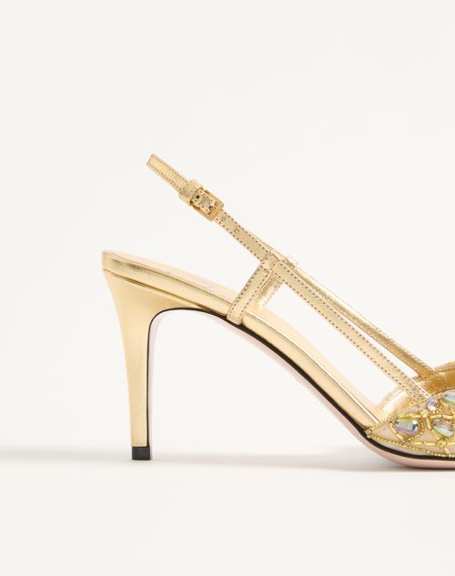 Valentino Garavani - Vlogo Signature Slingback Pumps With Bead And Crystal Embroidery 80mm - Multicolor - Woman - Pumps