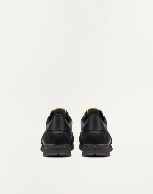 Valentino Garavani - Mesh Fabric Camouflage Rockrunner Sneaker - Anthracite/black - Man - Sneakers