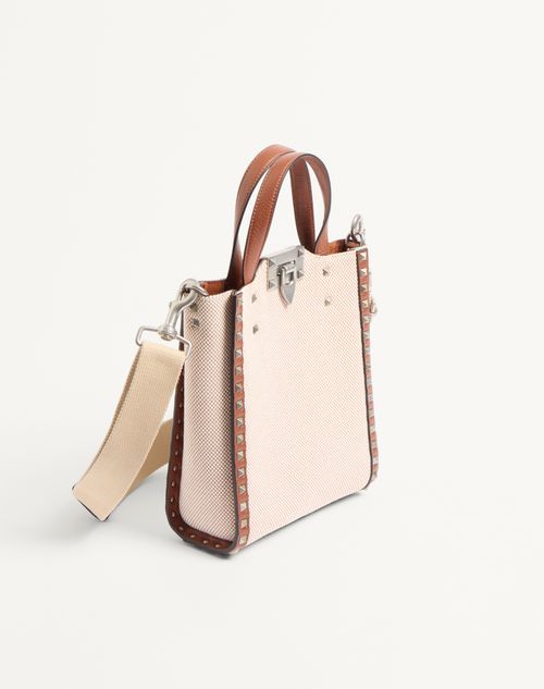 Valentino Garavani - ロックスタッズ キャンバス スモール トート - ナチュラル/タバコ/サドルブラウン/カプチーノ - メンズ - トート