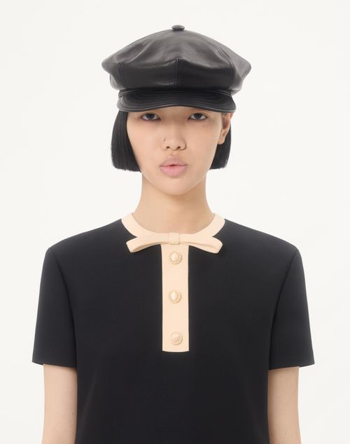 Valentino - Vestido Corto De Crepe Couture Con V Gold - Negro/abedul - Mujer - Vestidos