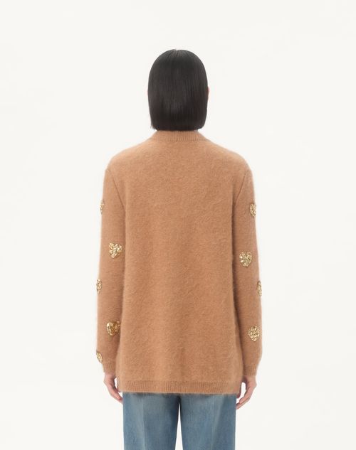 Valentino - Embroidered Cardigan - Camel/gold - Woman - Knitwear