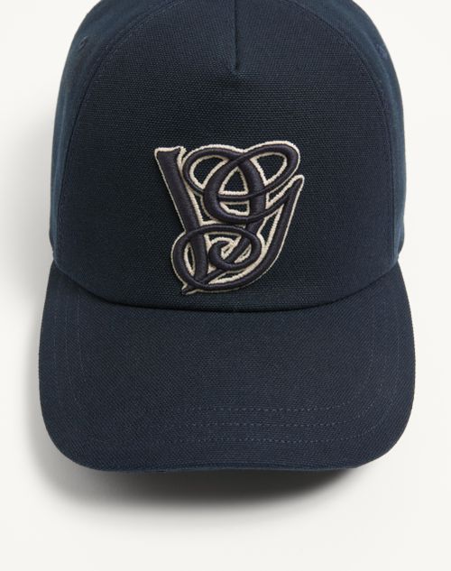 Valentino Garavani - Valentino Garavani Cotton Baseball Cap With Embroidery - Blue - Man - Hats And Gloves