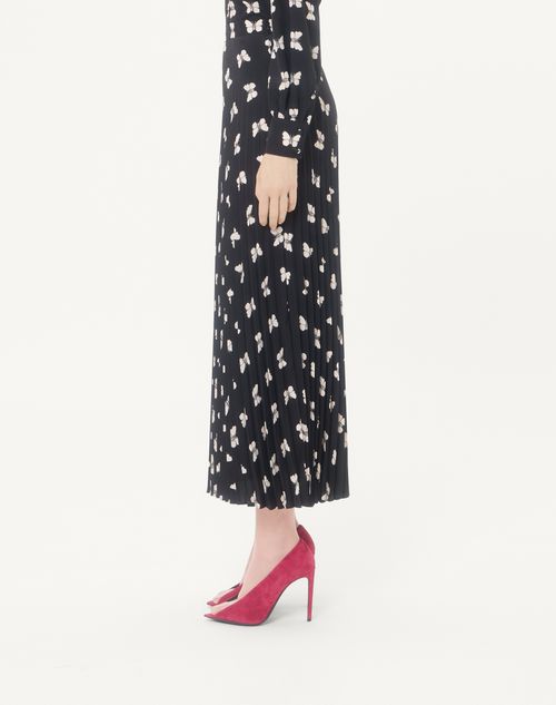 Valentino - Valentino Midi Skirt In Butterflow Print Crepe De Chine - Black/vanilla - Woman - Skirts