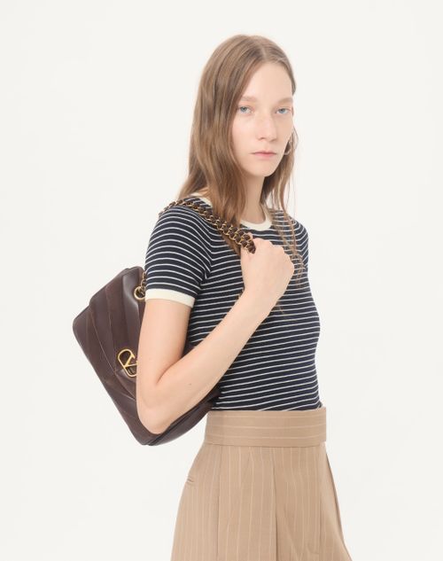 Valentino - ストライプ コットン ニットプル - ネイビー/ラテ - ウィメンズ - ニット