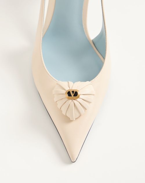 Valentino Garavani - Coeur Royal Slingback Pumps In Kidskin 75mm - Butter - Woman - Pumps And Slingbacks
