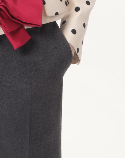 Valentino - Virgin Wool Pants - Gray Melange - Woman - Pants And Shorts