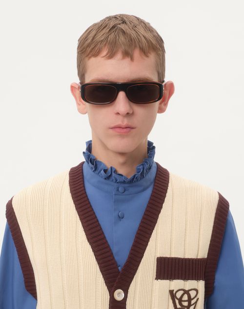 Valentino - Ribbed Cotton Vest With Vg Embroidery - Butter/testa Di Moro - Man - Knitwear