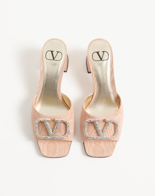 Valentino Garavani - Vlogo Signature Slide Sandal In Moiré Fabric 60mm - Pink - Woman - Sandals