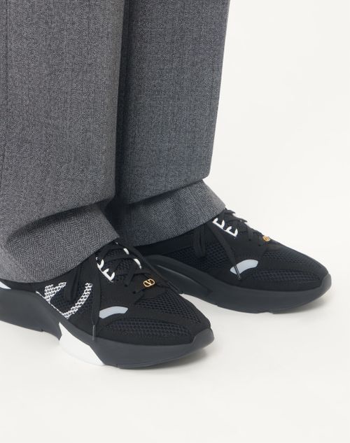 Valentino Garavani - Demivee Sneaker In Mesh Fabric With Suede Inserts - Black/gray - Man - Sneakers