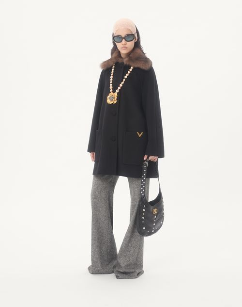 Valentino - Wool Drap Coat - Black - Woman - Coats And Outerwear
