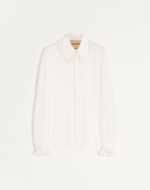 Valentino - Valentino Crepe De Chine Silk Shirt With Ruffles - Ivory - Man - Shirts