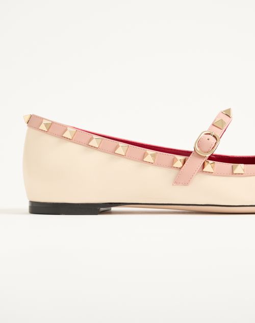 Valentino Garavani - Mary-jane Rockstud Ballerina In Nappa 05mm - Butter - Woman - Ballerinas