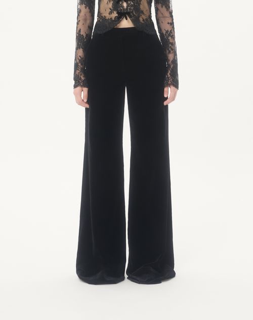 Valentino - Velvet Trousers - Black - Woman - Pants And Shorts