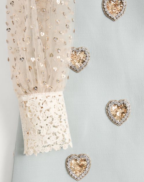 Valentino - Embroidered Crepe Couture Short Dress - Dirty Sage/silver - Woman - Dresses