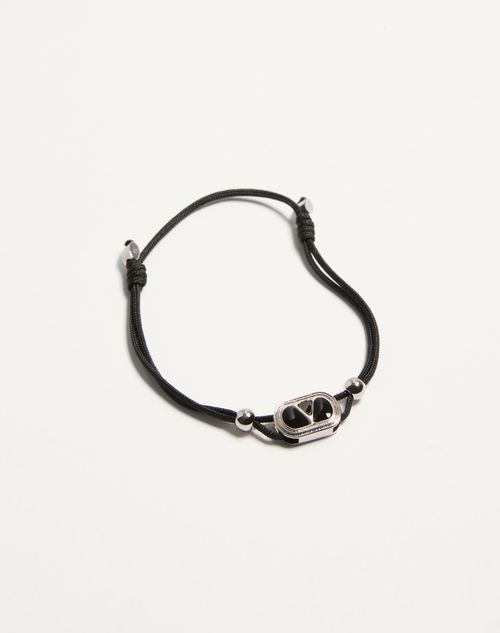 Valentino Garavani - Valentino Ovalette Cotton Bracelet - Black - Man - Jewellery