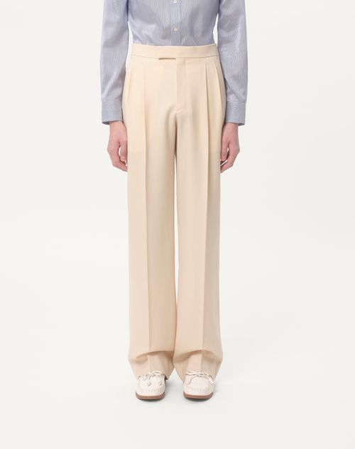 Valentino - Wool Gabardine Pants - Cream - Man - Pants And Shorts