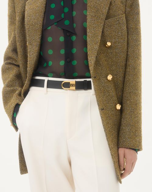 Valentino Garavani - Vlogo Signature Belt In Shiny Calfskin 30 Mm With Enamelled Logo Detail - Black - Man - Belts