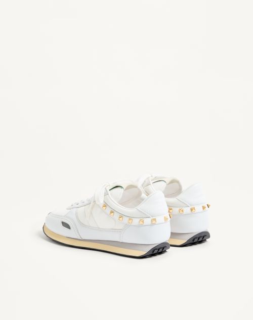 Valentino Garavani - Stud Up Trainer In Leather And Nylon - White - Man - Trainers
