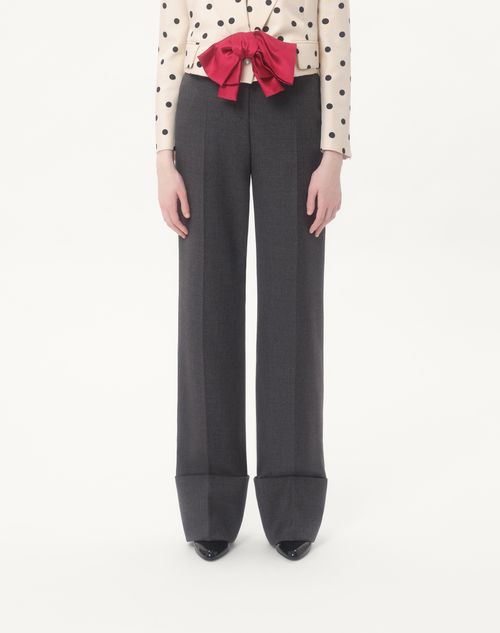 Valentino - Virgin Wool Pants - Gray Melange - Woman - Pants And Shorts