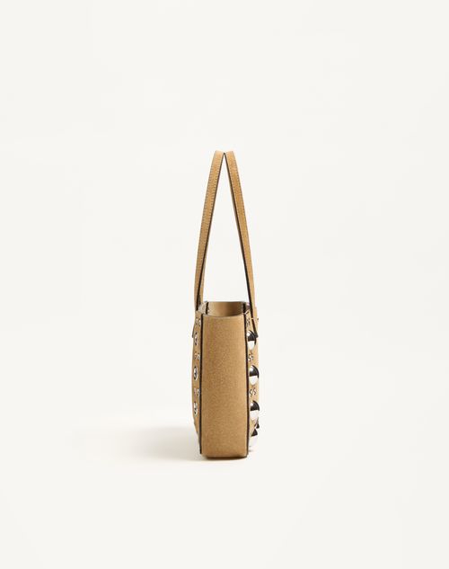 Valentino Garavani - Valentino Garavani Nellcôte Mini Suede Shopping Bag - Havana Beige - Woman - Totes