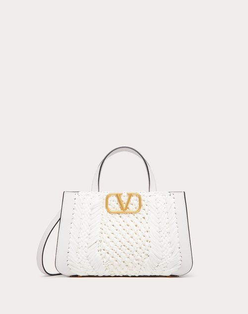 Valentino Garavani Vlogo Signature Raffia Small Handbag Woman Optic White Uni