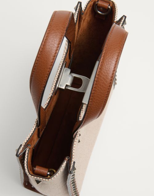 Valentino Garavani - ロックスタッズ キャンバス スモール トート - ナチュラル/タバコ/サドルブラウン/カプチーノ - メンズ - トート