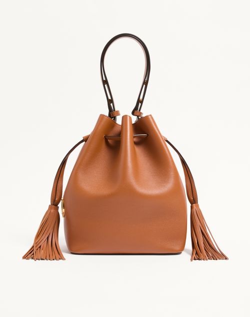 Valentino Garavani - Valentino Garavani So Seau Medium Leather Bucket Bag - Almond - Woman - Shoulder Bags