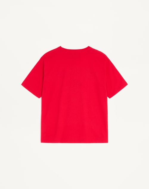 Valentino - Valentino Cotton T-shirt With Panther Print - Red/black - Man - T-shirts And Sweatshirts