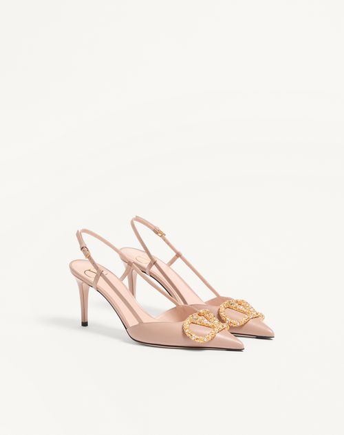 Valentino Garavani - Vlogo Signature Slingback Calfskin Pump With Jewel Logo 80mm - Rose Cannelle - Woman - Pumps