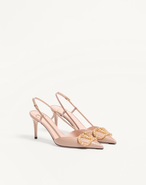 Valentino Garavani - Vlogo Signature Slingback Calfskin Pump With Jewel Logo 80mm - Rose Cannelle - Woman - Pumps