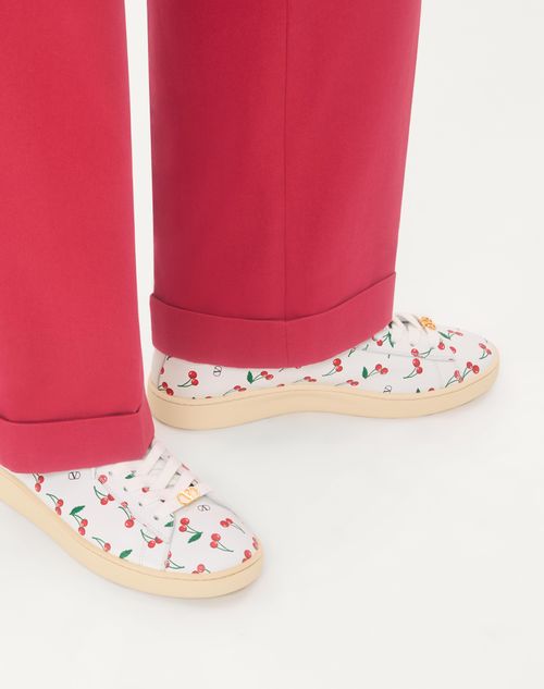 Valentino Garavani - Royco Sneaker In Nappa Calfskin With Cherryfic Pattern - White - Man - Sneakers